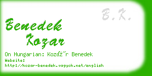 benedek kozar business card